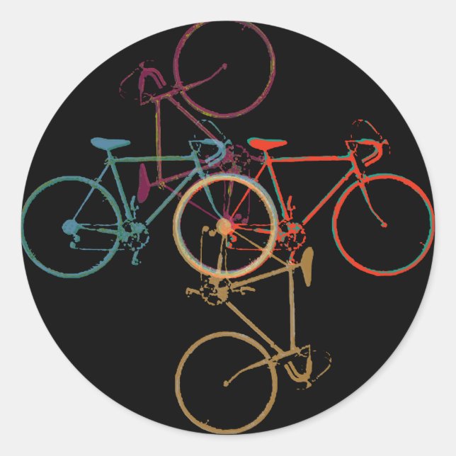 bike - cycling pattern classic round sticker (Front)