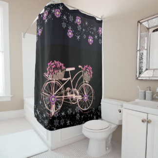 Bike flowes shower curtain