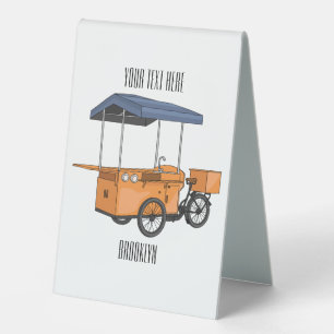Bike food cart cartoon illustration