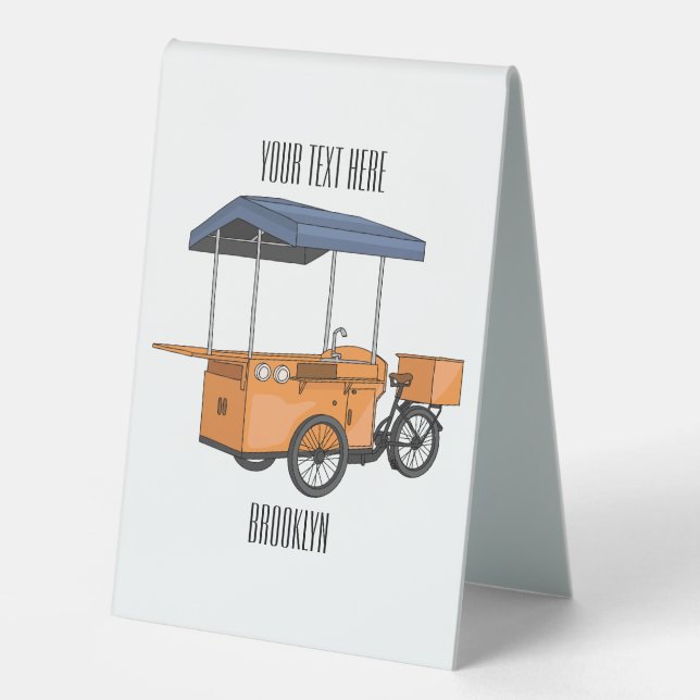 Bike food cart cartoon illustration (Front)