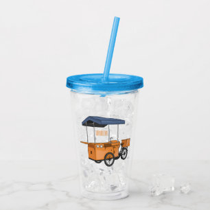Bike food cart cartoon illustration acrylic tumbler