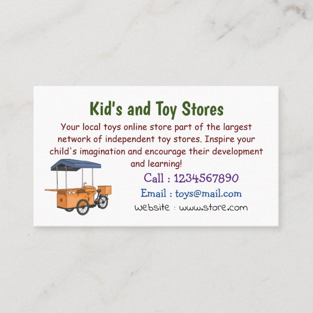 Bike food cart cartoon illustration  business card (Front)