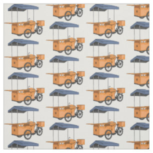 Bike food cart cartoon illustration fabric