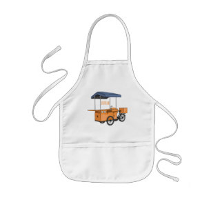Bike food cart cartoon illustration kids apron