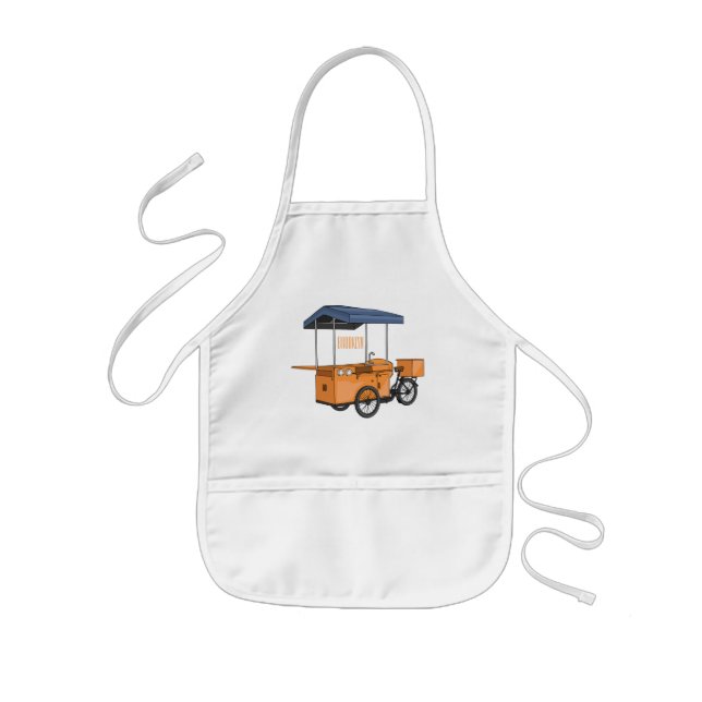 Bike food cart cartoon illustration kids apron (Front)