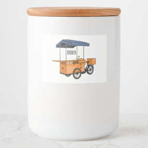Bike food cart cartoon illustration label
