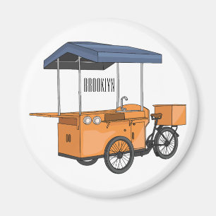 Bike food cart cartoon illustration magnet