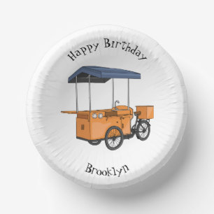 Bike food cart cartoon illustration paper plate