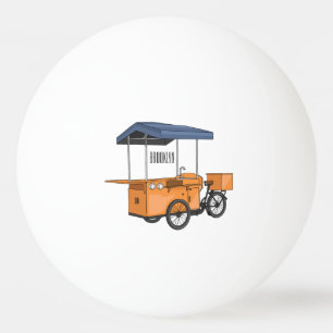 Bike food cart cartoon illustration ping pong ball