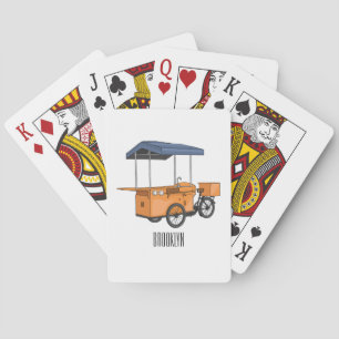 Bike food cart cartoon illustration playing cards