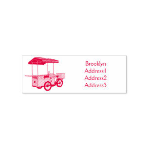 Bike food cart cartoon illustration self-inking stamp