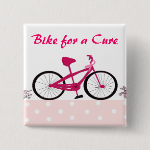 Bike for a Cure - Pink Bicycle 15 Cm Square Badge