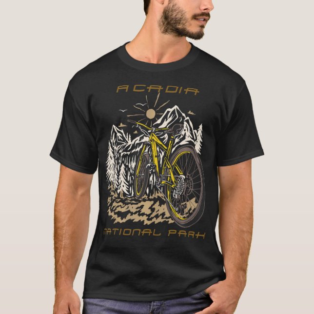Bike Forest Acadia National Park Souvenir Hiking T-Shirt (Front)