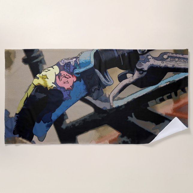 Bike Gear - Mountain-Bike Glove Beach Towel (Front)