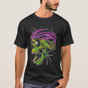 Bike Helmet Skull Weird Cool Fun Retro Dark T-Shirt