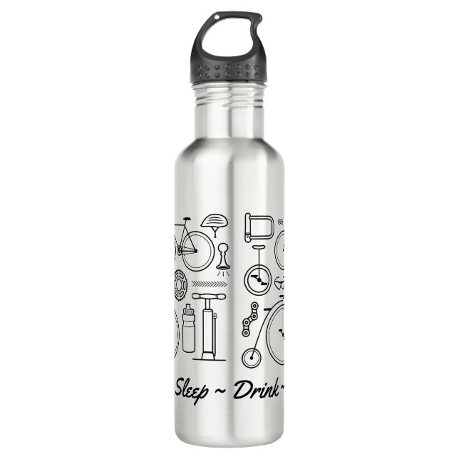 Bike Icons Cycling Theme Water bottle (Front)