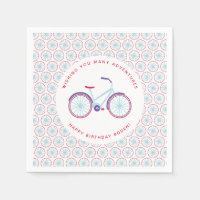 Bike Illustrated Modern Personalised Party Napkin