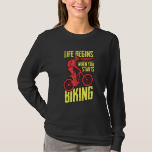 Bike Lock Life Begins When You Starts Biking Bicyc T-Shirt