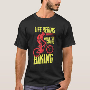 Bike Lock Life Begins When You Starts Biking Bicyc T-Shirt