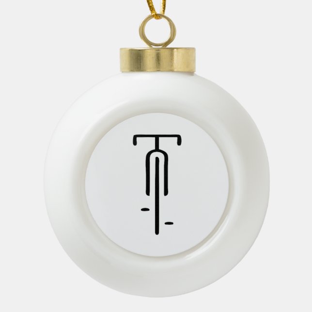 Bike logo minimal Retro, Cycling and Bicycle Lover Ceramic Ball Christmas Ornament (Front)