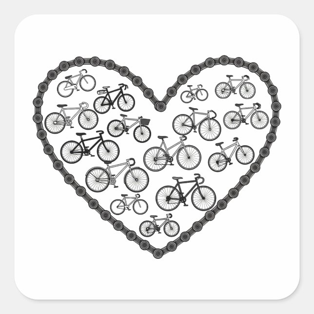 Bike Love Square Sticker (Front)