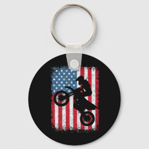 Bike Motocross Biker American Flag 4th Of July Boy Key Ring