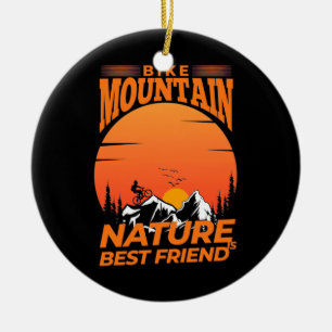 Bike Mountain Nature Is Best Friend Ceramic Tree Decoration