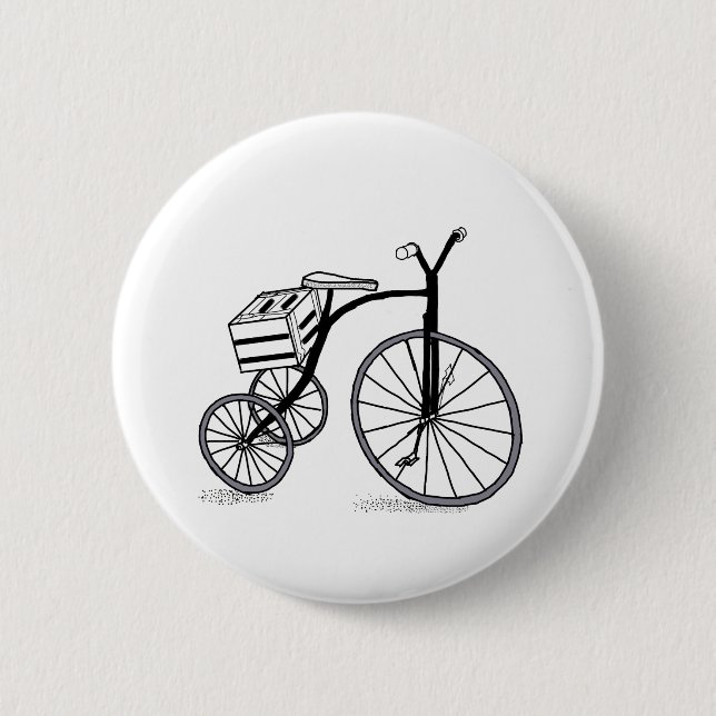Bike on 3 wheels 6 cm round badge (Front)