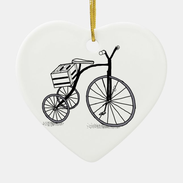 Bike on 3 wheels ceramic tree decoration (Front)
