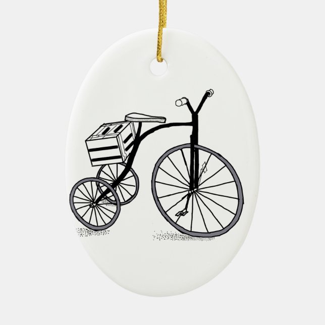 Bike on 3 wheels ceramic tree decoration (Front)