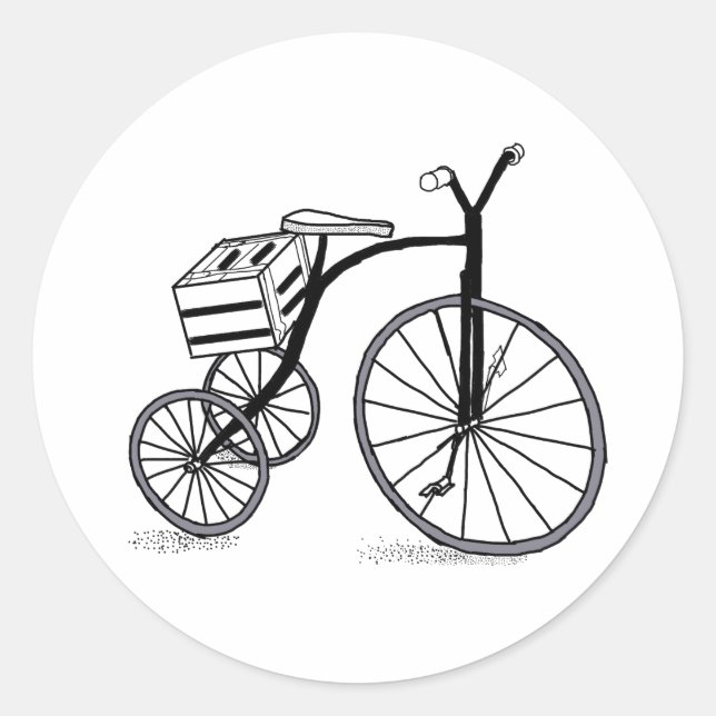 Bike on 3 wheels classic round sticker (Front)