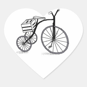 Bike on 3 wheels heart sticker