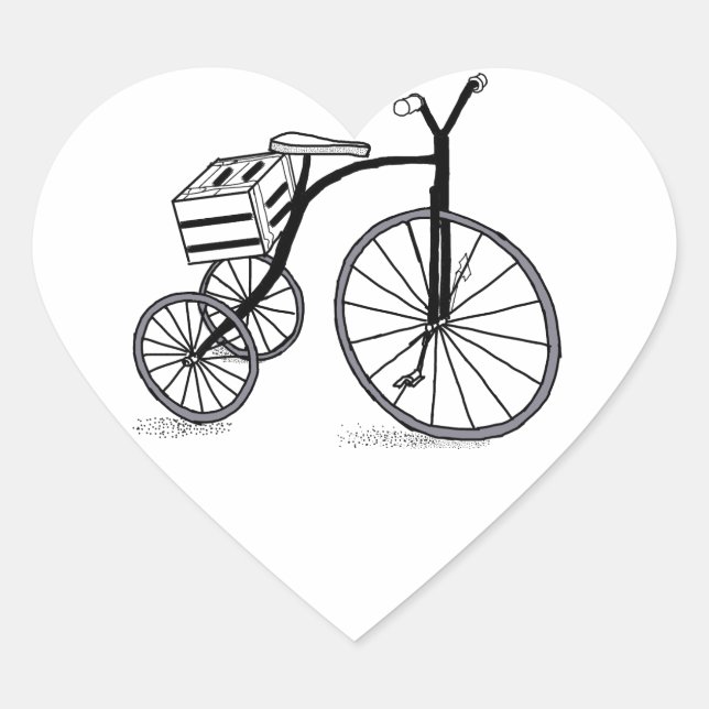 Bike on 3 wheels heart sticker (Front)