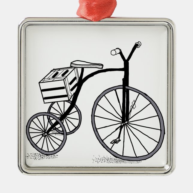 Bike on 3 wheels metal tree decoration (Front)