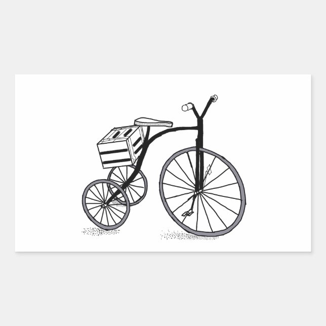 Bike on 3 wheels rectangular sticker (Front)