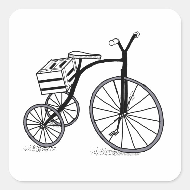 Bike on 3 wheels square sticker (Front)