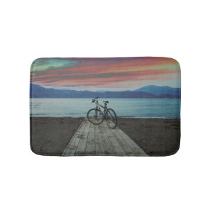 Bike On Pier Greece Bath Mat