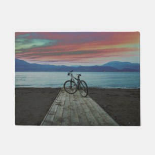 Bike On Pier Greece Doormat