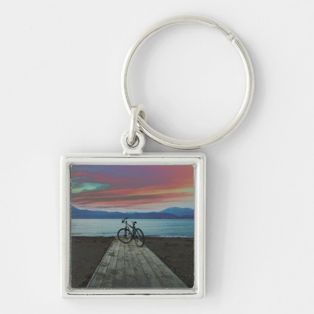 Bike On Pier | Greece Key Ring (Front)