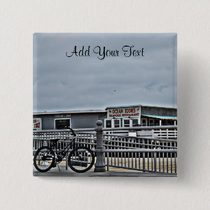 Bike On The Boardwalk by Shirley Taylor 15 Cm Square Badge