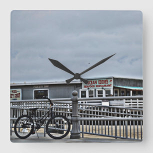 Bike On The Boardwalk by Shirley Taylor Square Wall Clock