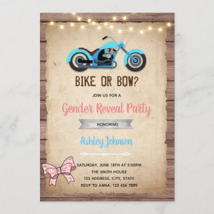 Bike or bow gender reveal Invitation