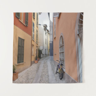 BIKE PARKED BESIDE WALL ON ALLEY TAPESTRY