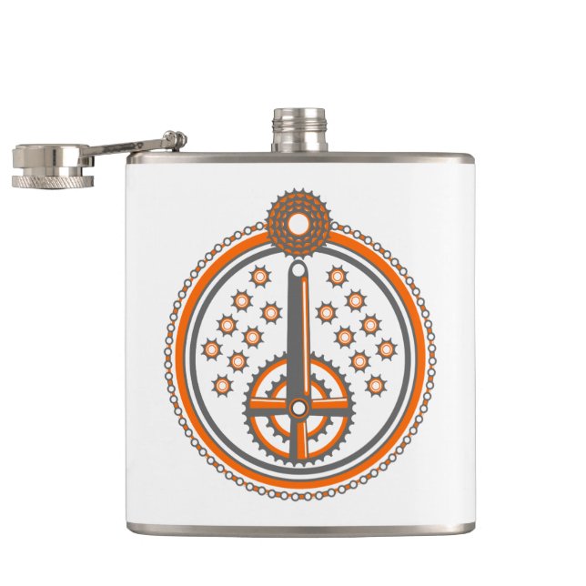 Bike Parts Collage Hip Flask (Opened)