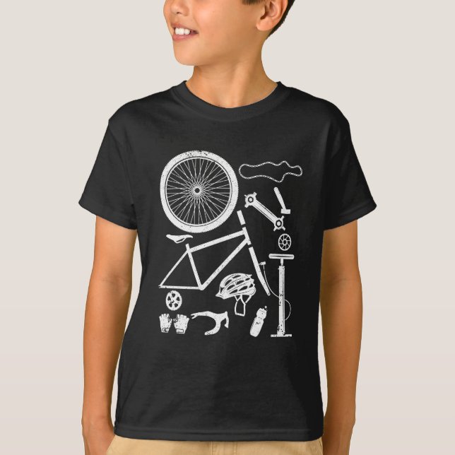 Bike Parts Downhill Rider Mountain Bike Funny MTB T-Shirt (Front)