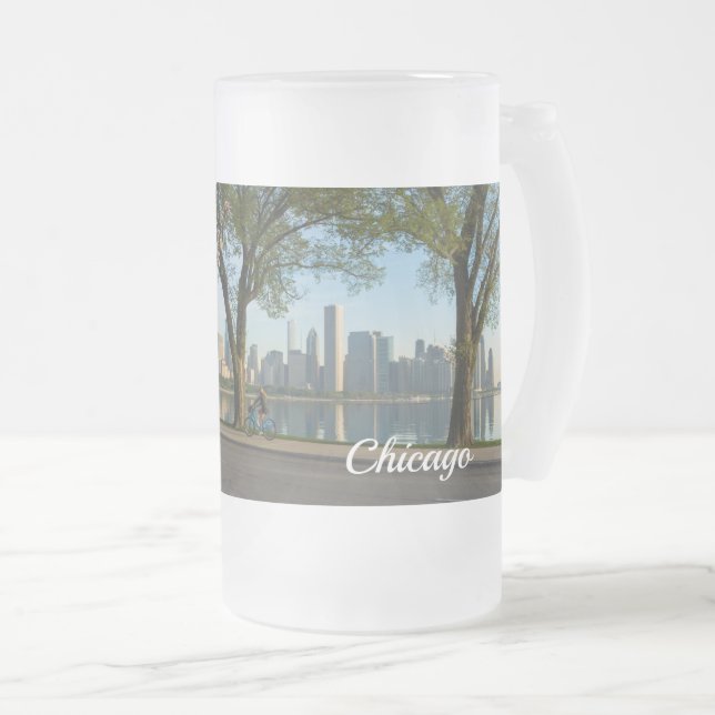 Bike Ride Down Solidarity Frosted Glass Beer Mug (Front Right)