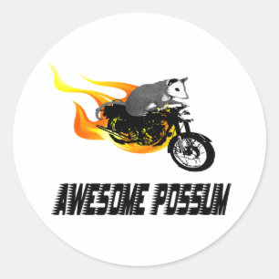 Bike Rider Awesome Possum Classic Round Sticker