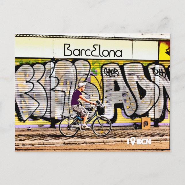 Bike riding on Barcelona, Spain Postcard (Front)