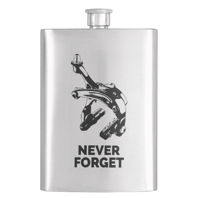 Bike Rim Brakes Never Forget Hip Flask (Front)