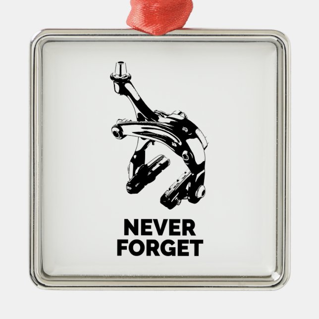 Bike Rim Brakes Never Forget Metal Tree Decoration (Front)